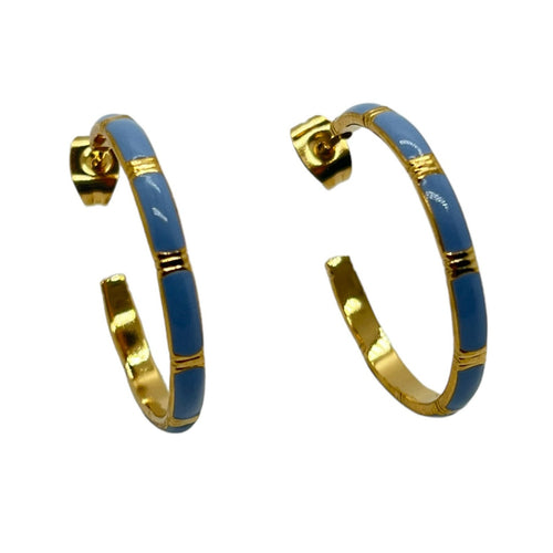 Pendientes aros rayados azules