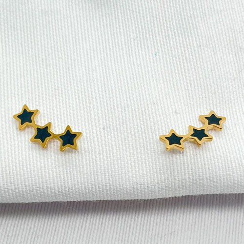 Pendientes trepadores estrellas negras